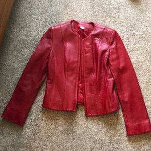 Red leather jacket